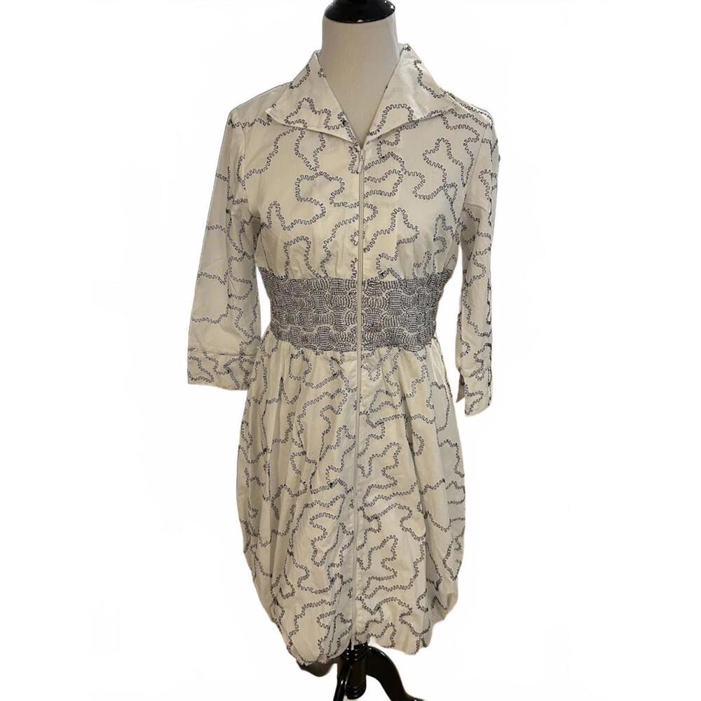 Samuel Dong Bubble Coat Dress White and Black NWT size 8‎
